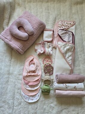 New Born Little Baby Bib, Sock,blankets, Towels Set with Matching Accessories